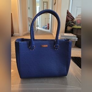 Kate Spade Blue Leather Ostrich Tote